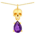 Amethyst Skull Pendant 0.66 Carats Gold Plated Silver