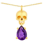 Amethyst Skull Pendant 0.66 Carats Gold Plated Silver