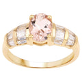 Morganite Ring With White Topaz 1.82 Carats Gold Plated Silver