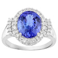 Tanzanite Ring With Diamonds 4.52 Carats 14K White Gold