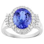 Tanzanite Ring With Diamonds 4.52 Carats 14K White Gold