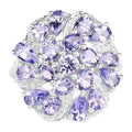 Tanzanite Flower Ring 3.28 Carats Sterling Silver