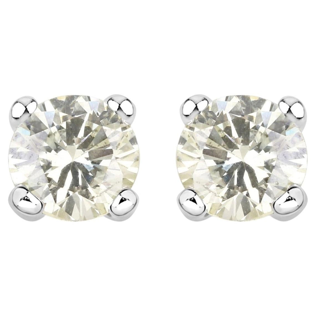 Diamond Stud Earrings 0.7 Carats 14K White Gold