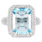 Blue Topaz Ring 9.24 Carats Sterling Silver