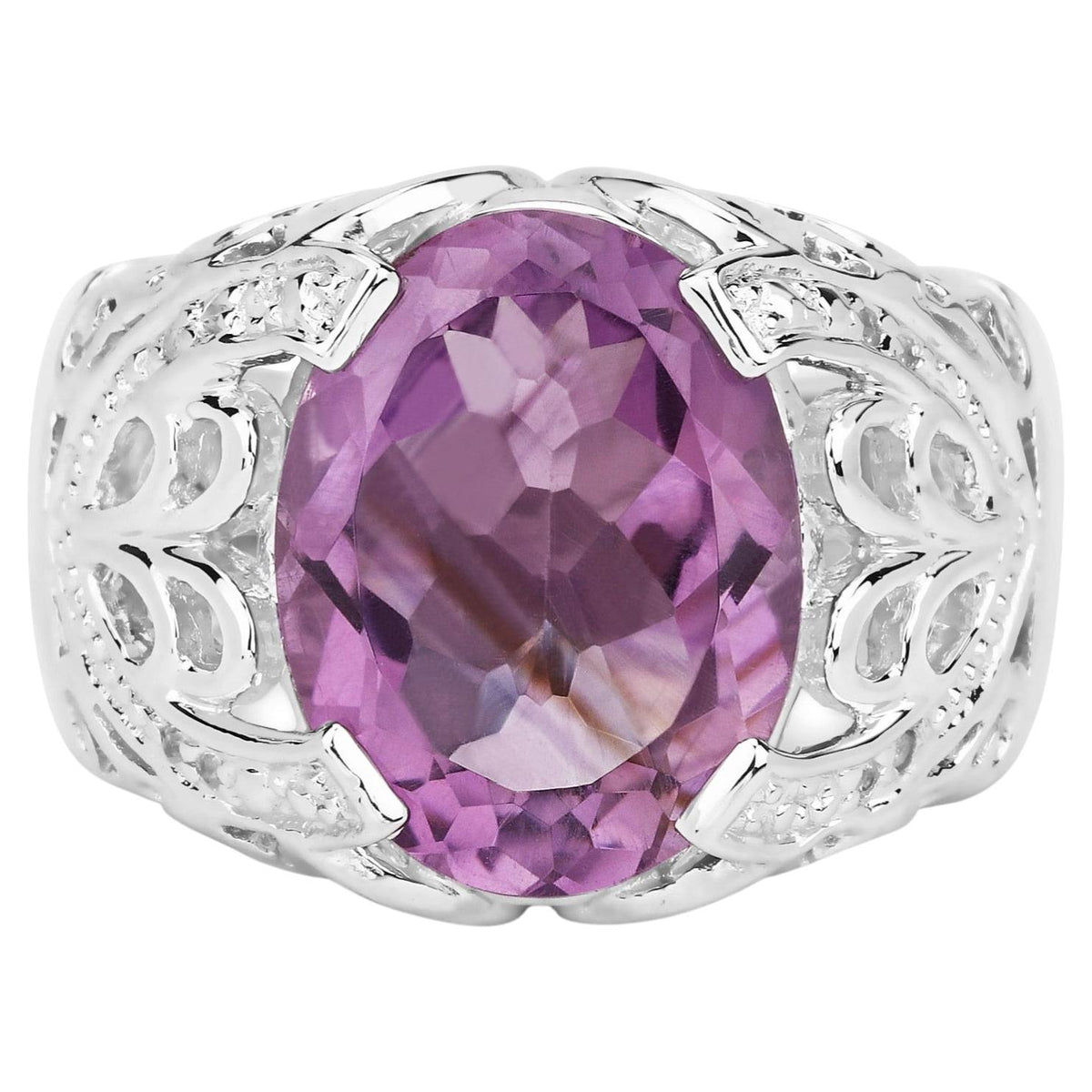 Amethyst Ring With White Topaz 8.2 Carats Sterling Silver