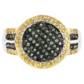 Multicolor Diamond Ring 0.42 Carats Sterling Silver