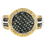Multicolor Diamond Ring 0.42 Carats Sterling Silver