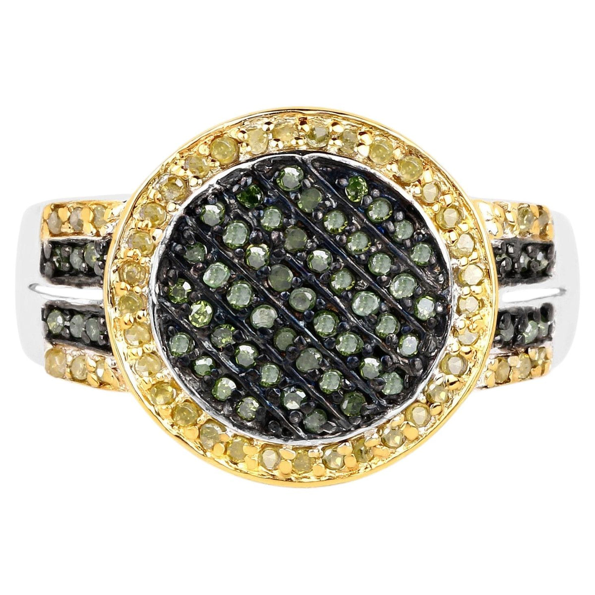 Multicolor Diamond Ring 0.42 Carats Sterling Silver