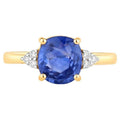 Blue Sapphire Ring With Diamonds 2.4 Carats 18K Yellow Gold