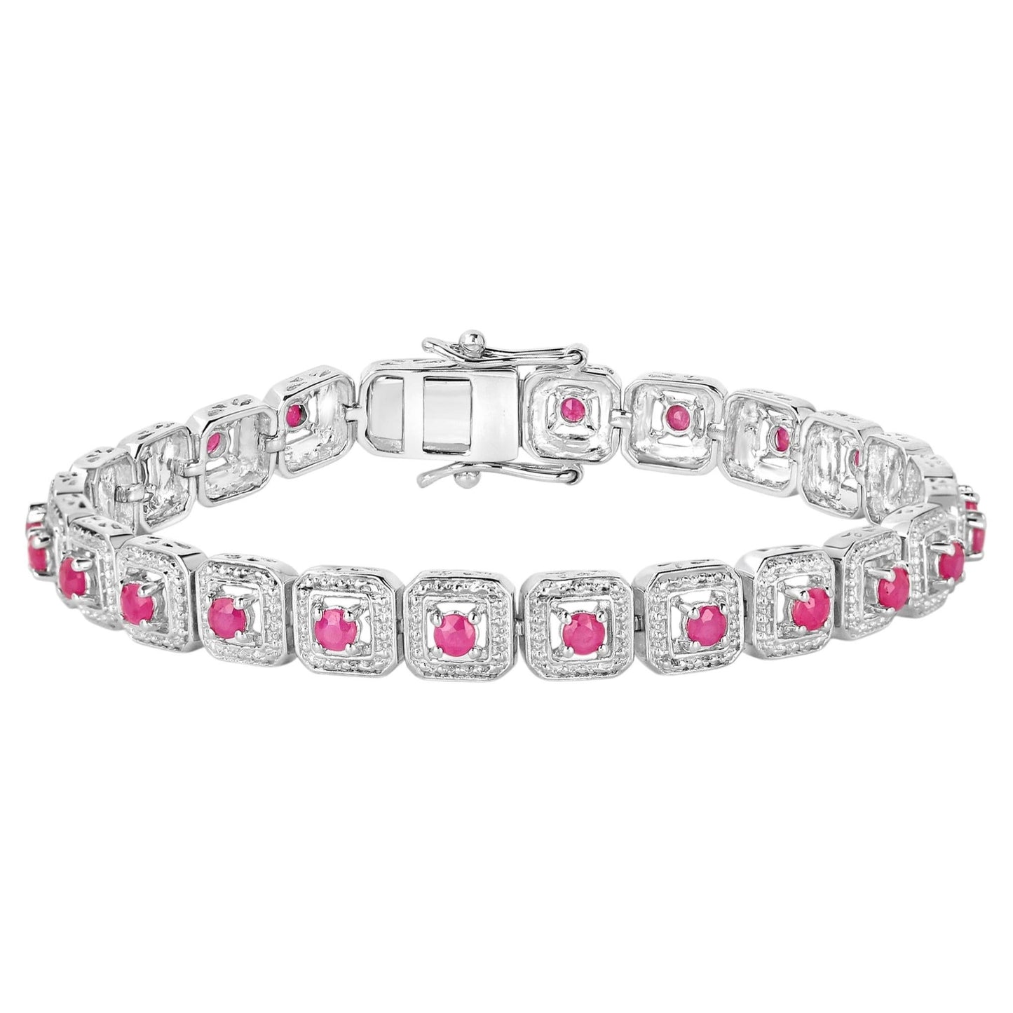 Ruby Tennis Bracelet 3.1 Carats Sterling Silver