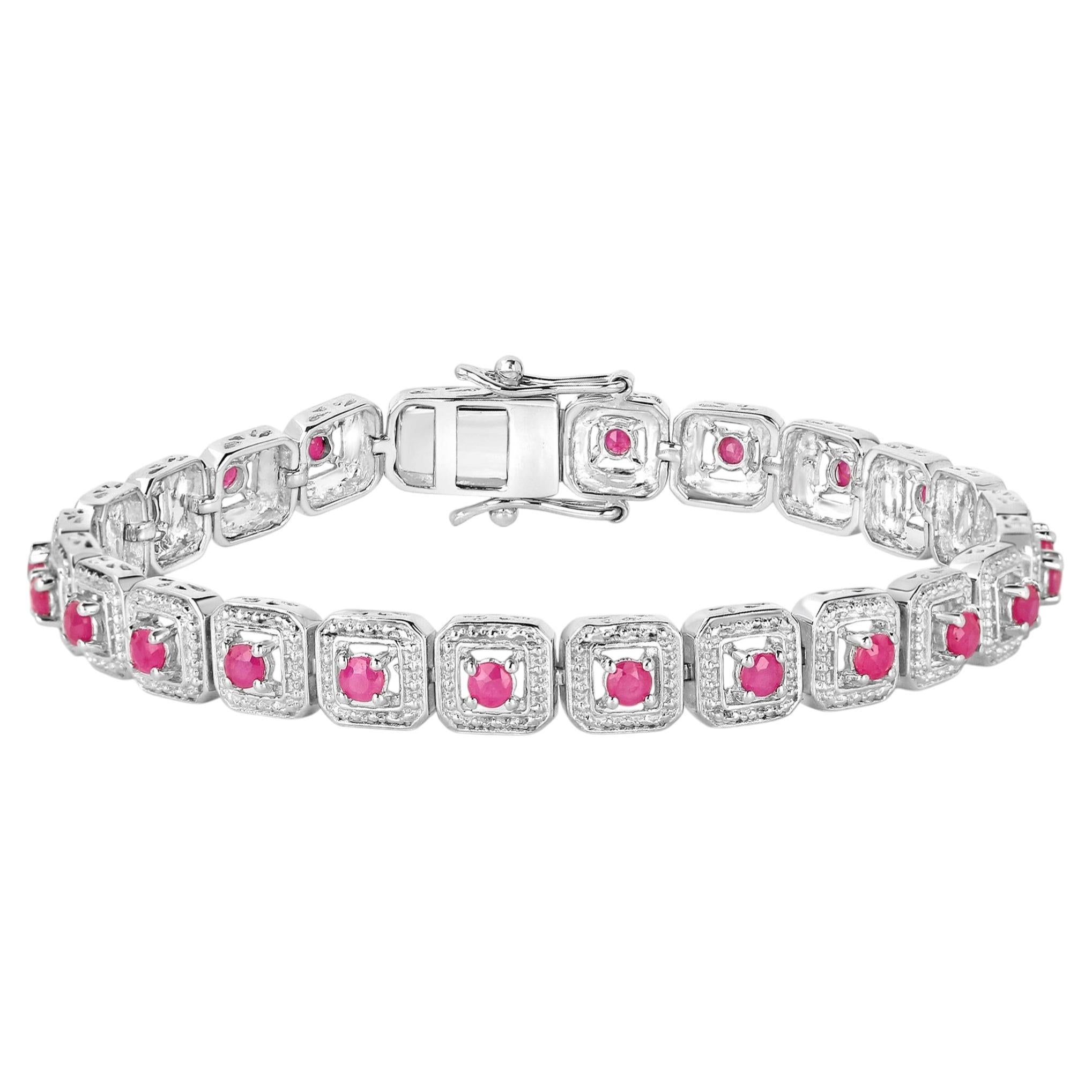 Ruby Tennis Bracelet 3.1 Carats Sterling Silver