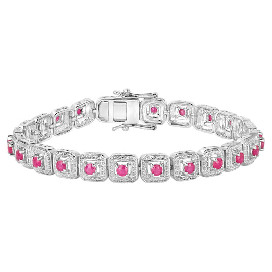 Ruby Tennis Bracelet 3.1 Carats Sterling Silver