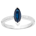 Natural Blue Sapphire Ring With Diamonds 1.39 Carats 14K White Gold