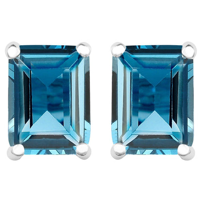 London Blue Topaz Stud Earrings 3.88 Carats