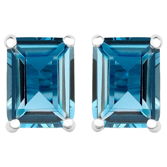 London Blue Topaz Stud Earrings 3.88 Carats