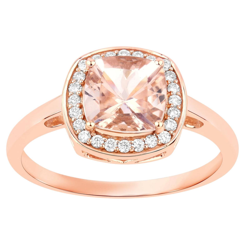 Morganite Ring With Diamonds 1.32 Carats 14K Rose Gold