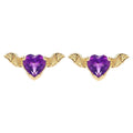 Amethyst Bat Stud Earrings 0.34 Carats Gold Plated Silver