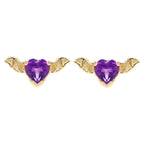 Amethyst Bat Stud Earrings 0.34 Carats Gold Plated Silver