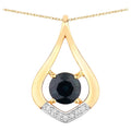Blue Sapphire Pendant With Diamonds 1.2 Carats 10K Yellow Gold