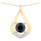 Blue Sapphire Pendant With Diamonds 1.2 Carats 10K Yellow Gold