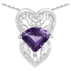 Amethyst Heart Pendant 7.78 Carats Sterling Silver