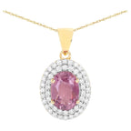 Pink Sapphire Pendant With Diamonds 2.5 Carats 14K Yellow Gold