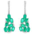 Emerald Dangle Earrings Diamonds 6.6 Carats Silver