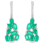 Emerald Dangle Earrings Diamonds 6.6 Carats Silver