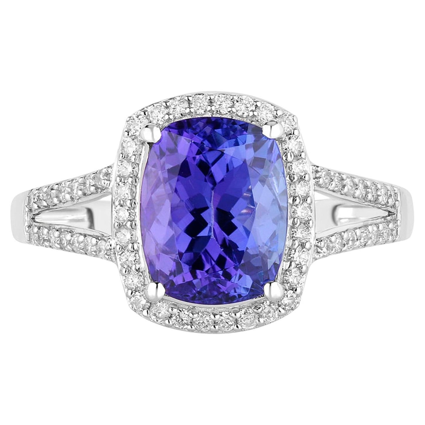 Tanzanite Ring Diamonds 3.35 Carats 14K White Gold