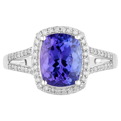 Tanzanite Ring Diamonds 3.35 Carats 14K White Gold