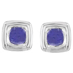 Natural Tanzanite Stud Earrings 4.72 Carats Sterling Silver