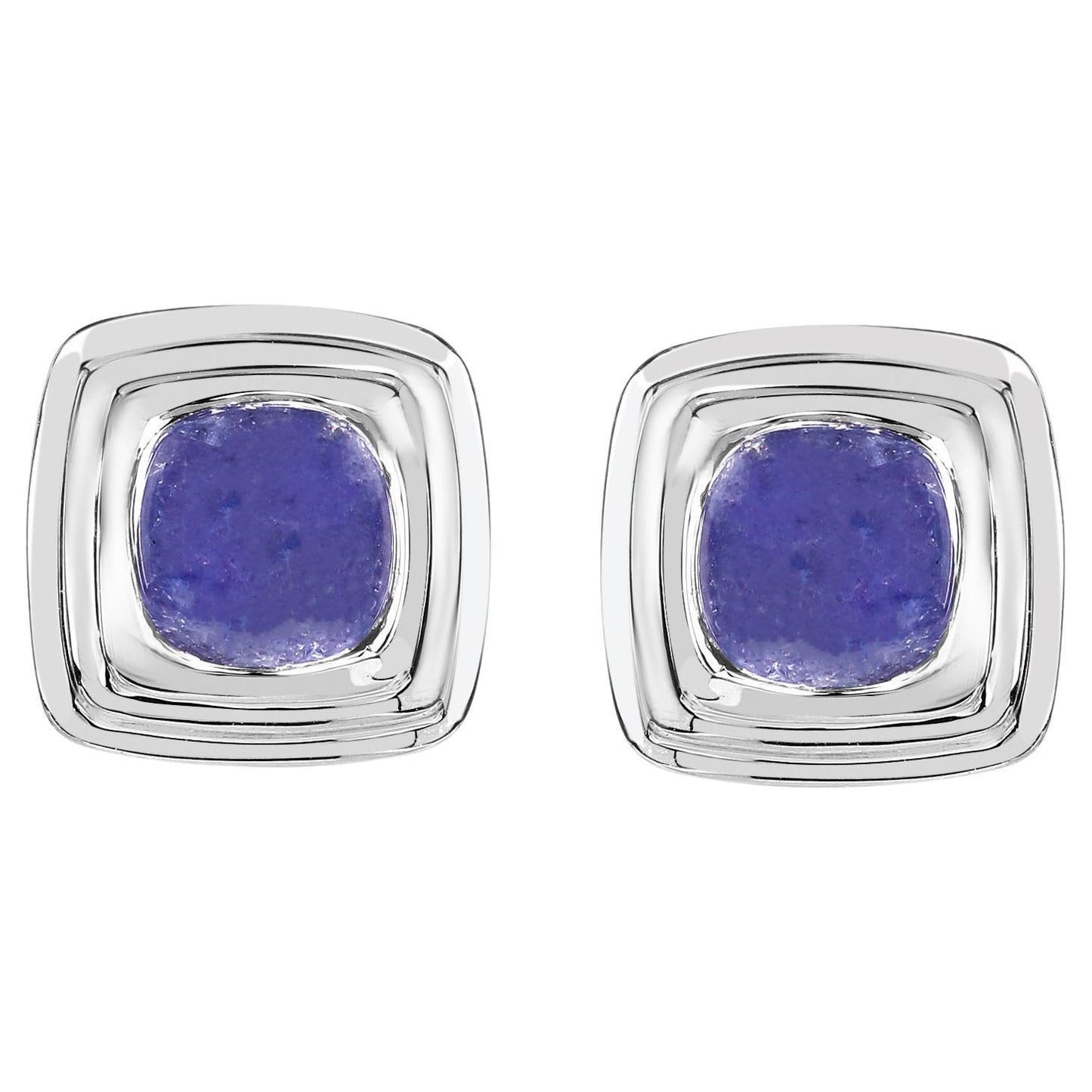 Natural Tanzanite Stud Earrings 4.72 Carats Sterling Silver