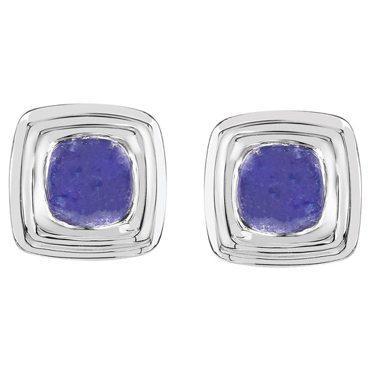 Natural Tanzanite Stud Earrings 4.72 Carats Sterling Silver