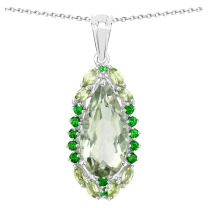 Tropical Pendant Necklace Green Amethyst Peridot Chrome Diopside 5.53 Carats