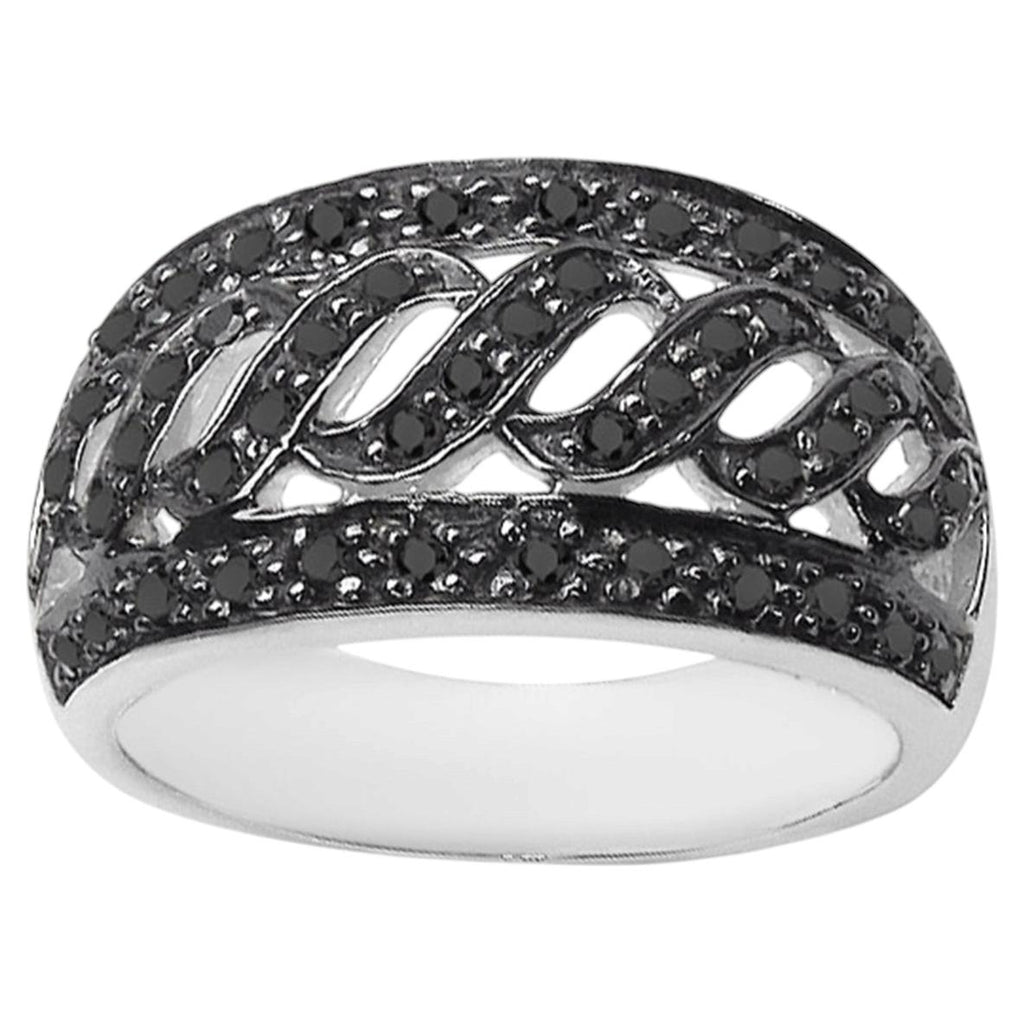 Black Diamond Ring 0.52 Carats Sterling Silver