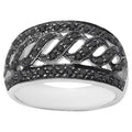 Black Diamond Ring 0.52 Carats Sterling Silver