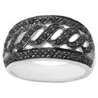 Black Diamond Ring 0.52 Carats Sterling Silver