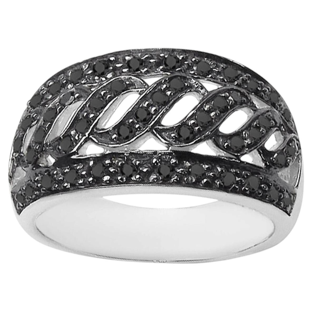 Black Diamond Ring 0.52 Carats Sterling Silver