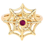 Ruby Spider Web Ring 0.12 Carats Gold Plated Silver