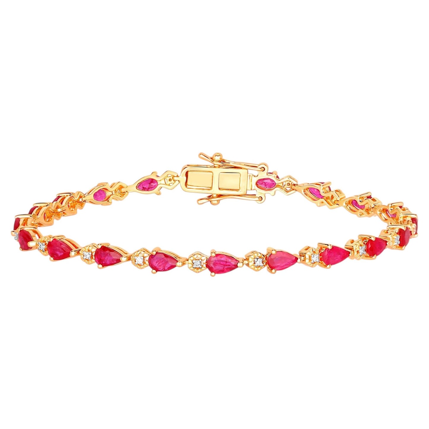 Ruby Bracelet With Diamonds 5.10 Carats 14K Yellow Gold