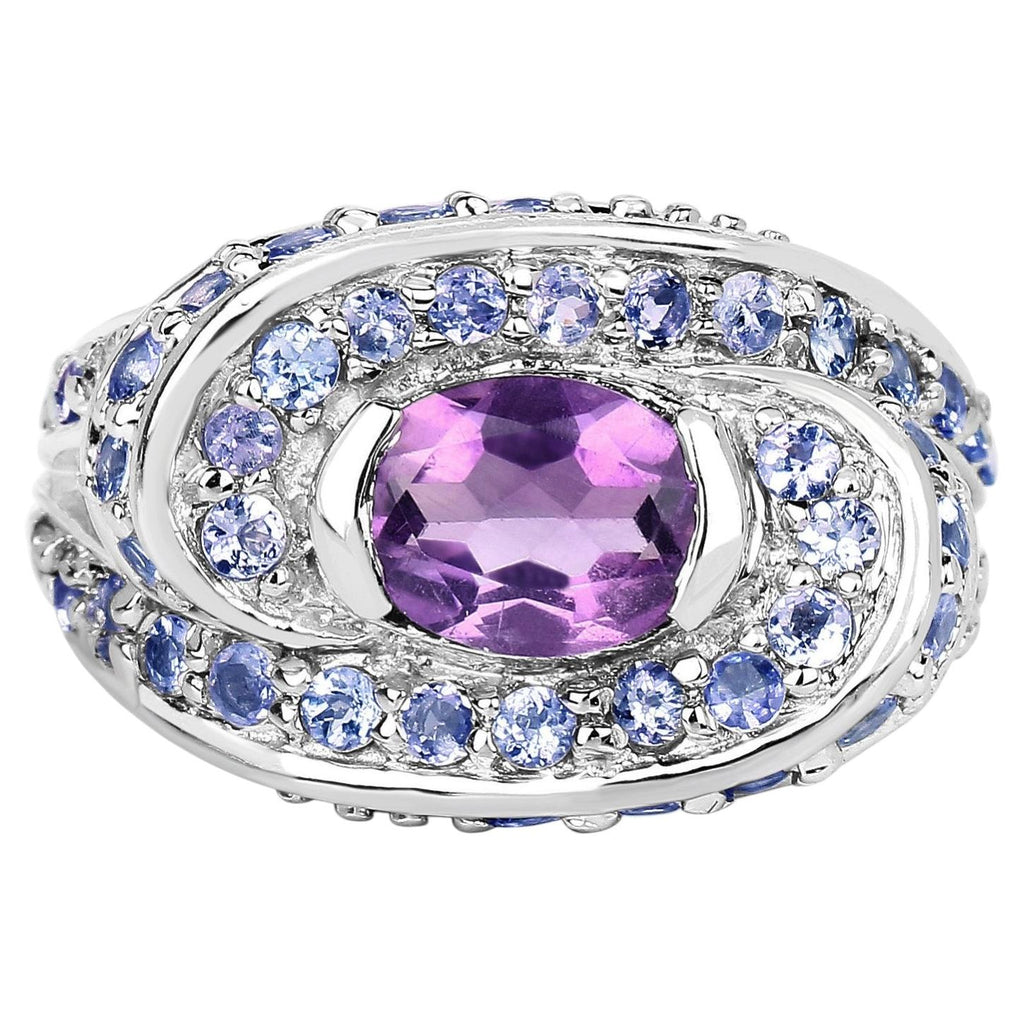 Amethyst Ring With Tanzanite 2.74 Carats Sterling Silver