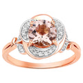 Morganite Flower Ring With Diamonds 1.12 Carats 14K Rose Gold