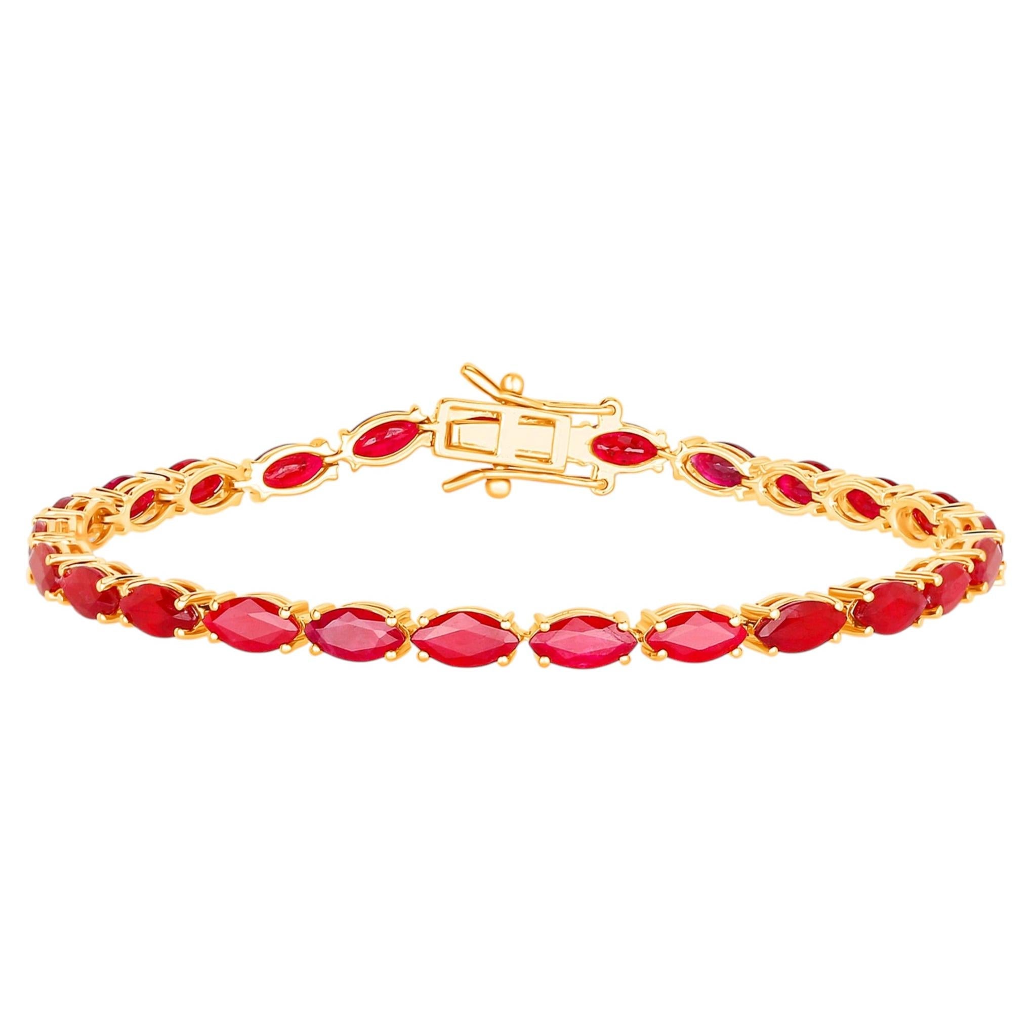 Ruby Bracelet 9.48 Carats 14K Yellow Gold