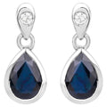 Blue Sapphire Dangle Earrings Diamonds 1.64 Carats 10K White Gold
