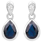 Blue Sapphire Dangle Earrings Diamonds 1.64 Carats 10K White Gold