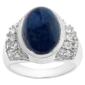 Sapphire Ring With White Topaz 9.68 Carats Sterling Silver