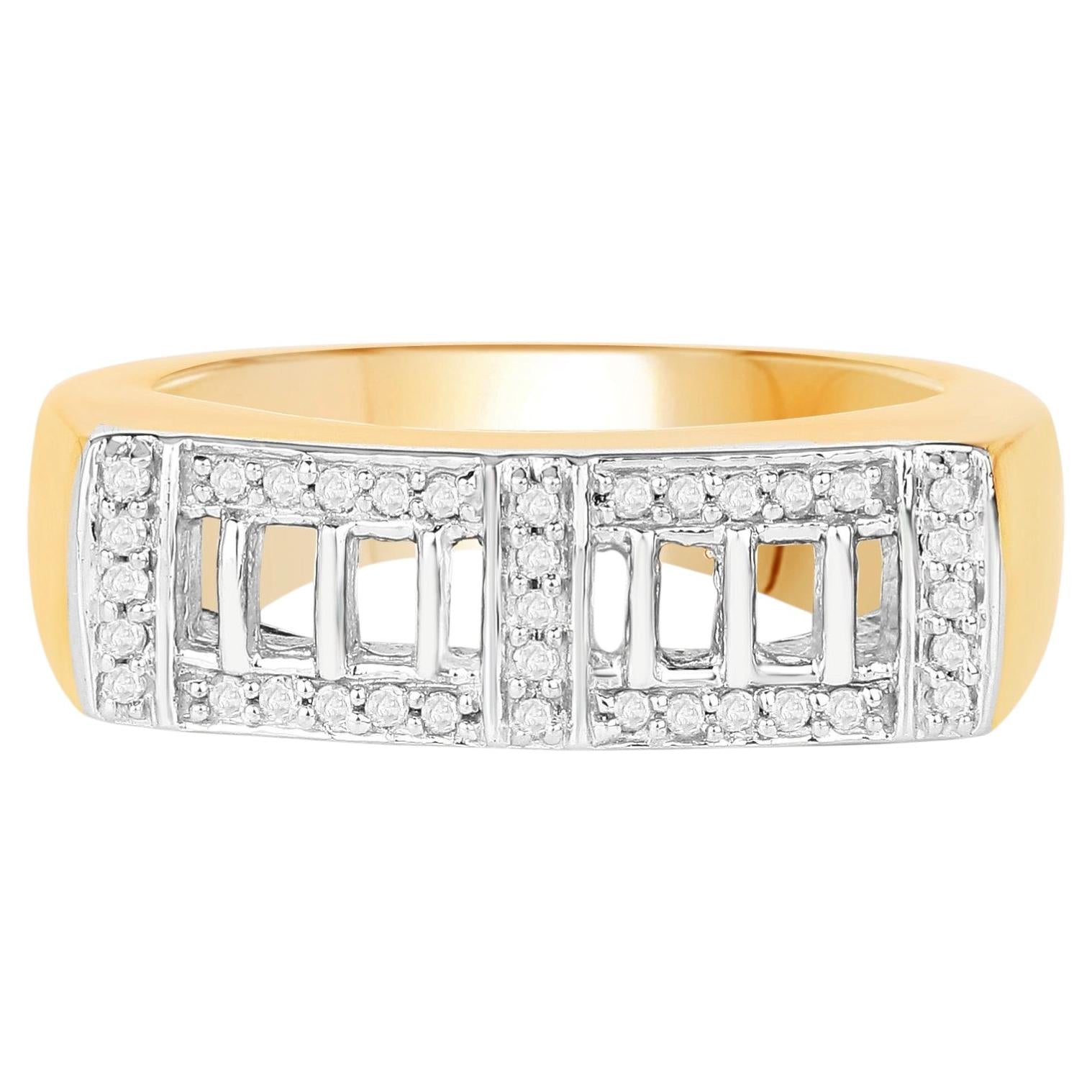 Diamond Ring 0.18 Carats Gold Plated Silver