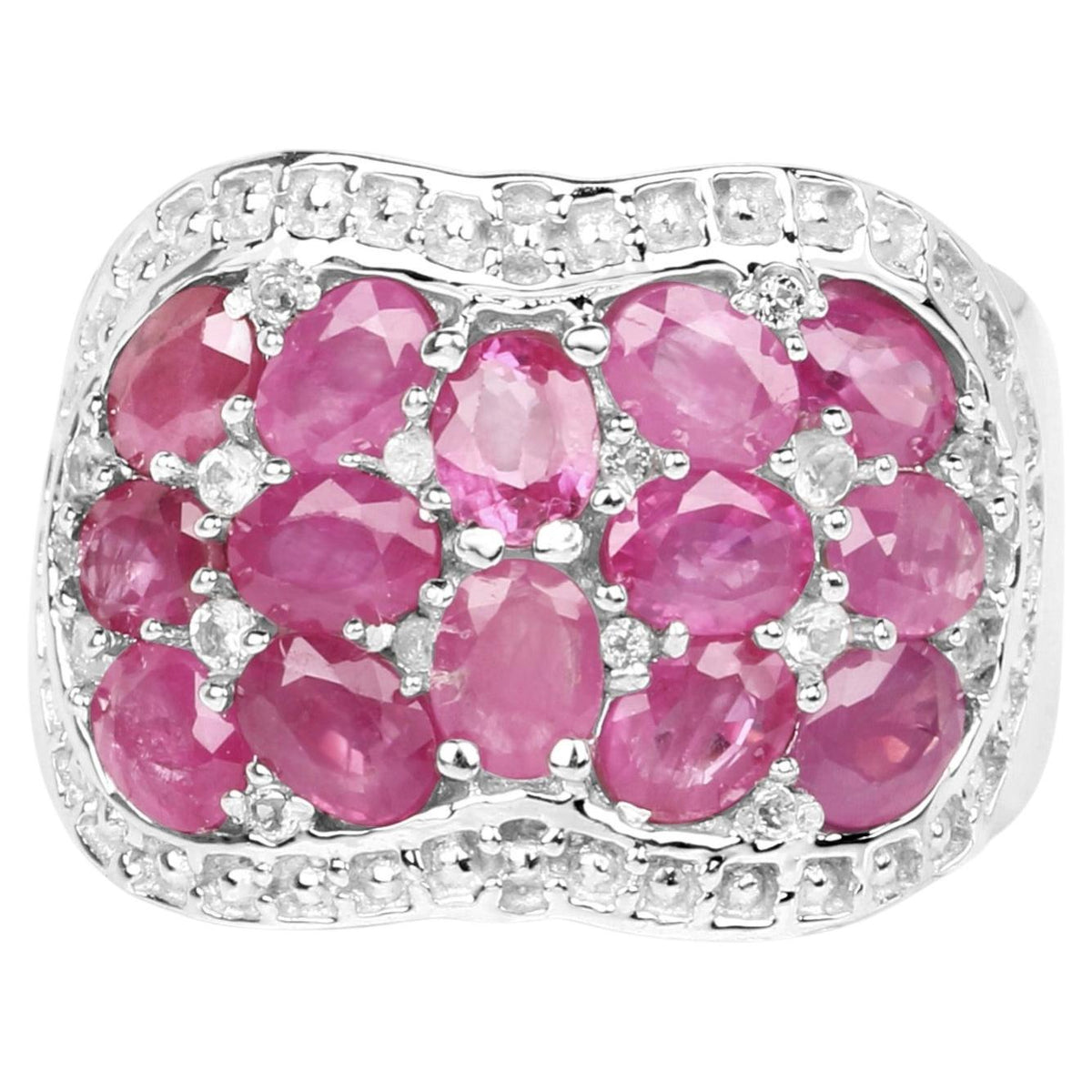 Ruby Ring With White Topaz 3 Carats Sterling Silver