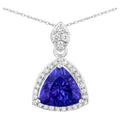 Tanzanite Pendant With Diamonds 1.66 Carats 14K White Gold