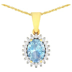 Aquamarine Pendant With Diamonds 1.06 Carats 14K Yellow Gold